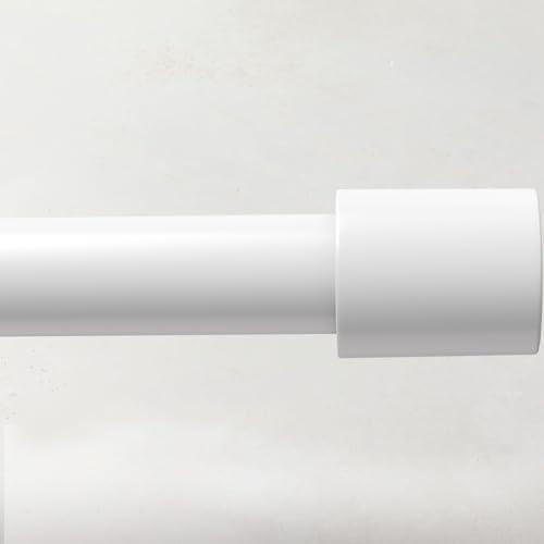 Extra Long Curtain Rods for Windows 180 Inches, 1 Inch Diameter Adjustable White Curtain Rod, Heavy Duty Modern curtain rod with Simple Finials, 32"-180"