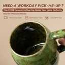 Handmade 22oz Ceramic Coffee Mug, Ergonomic Large Handle, Ideal Gift for Coffee Lovers, Microwave & Dishwasher Safe (Minute-Green&Blue)