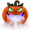 Halloween Decorations Pumpkin Fog Machine - Tabletop Water Mist Maker with Glowing Green Eyes, Spooky Indoor/Outdoor Tabletop Decor for Haunted House & Parties