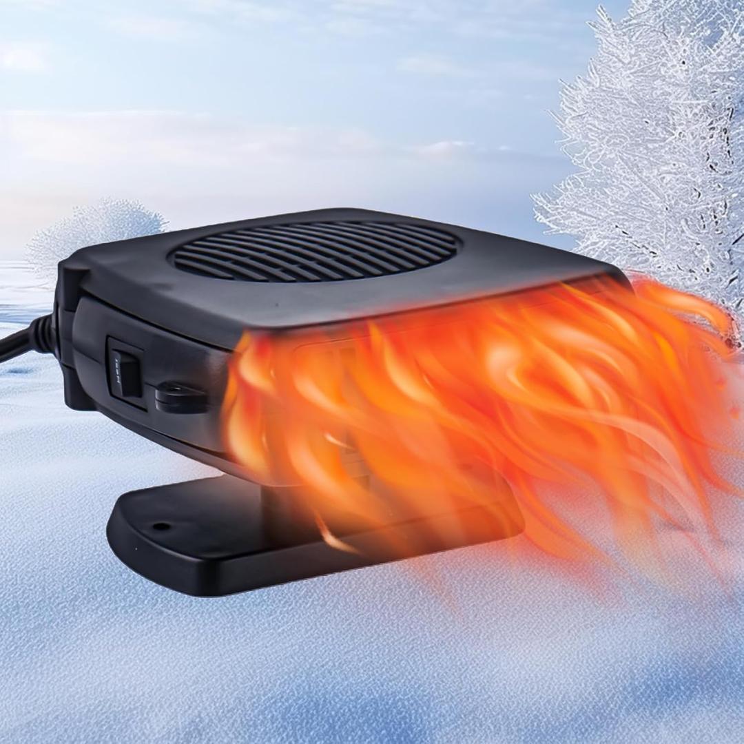Car Heater 12V 200W, 2026 New Upgrade Portable 2-in-1 Defroster Defogger with Fast Heating, Easy Plug in Cigarette Lighter for Car, SUV, Truck