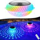Floating Pool Lights Solar Powered, 7.6 Inch RGB Upper & Lower Color Changing Solar Pool Lights that Float with Dynamic Lighting Effects, IP68 Waterproof Floating Light for Pool Party Decor(1) (White)