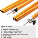 Odoland Adjustable Telescoping Aluminum Tarp and Tent Poles Set of 2 - Collapsible Lightweight for Camping, Backpacking, Hammocks, Sun Shade Shelters, and Awnings, Thickness 1mm