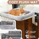 Window Sill Cat Perch with Large Bolster, Strong Metal Frame, Tool-Free, Easy to Assemble & Adjust, Suction Cups, Perfect for Window Sills, Bedside and Glass (Gray, Large)