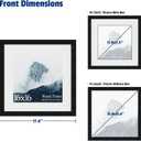 16x16 Square Picture Frame 3 Pack, Solid Real Wood Grain, Displays 12x12 with Mat or 16x16 Without Mat, Wall Gallery Poster Frames, Black