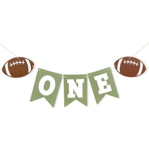 Football One High Chair Banner - Football 1st/First Birthday Decoration,First Year Down Backdrop,Rookie Year Sports Banner (football-6)