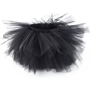 Girl's 6-Layered Tulle Fluffy Tutu Skirt Princess Dancing Petticoat Ballet Underskirt (Black, 120)