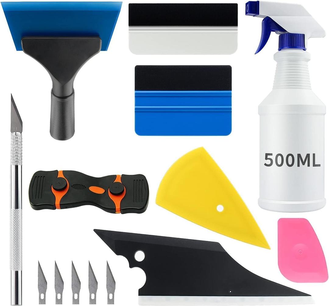 9 Pcs Vehicle Car Window Tint Application Tools Kit Glass Protective Film Installing Tool Car Window Film Squeegee Auto Vinyl Wrap Installation Kit for Vinyl (9)