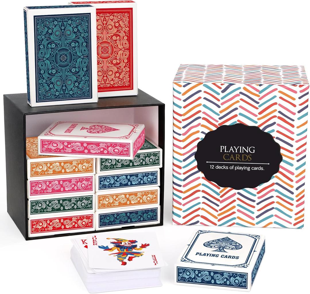 Playing Cards 12 Pack,Decks of Cards,Poker Cards Set,Standard Playing Cards Bulk with 6 Unique Colors,Card Games for Adults and Family,Suitable for Go Fish Pinochle Blackjack Euchre