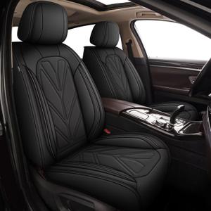 DISUTOGO Full Set Car Seat Covers Fit for Subaru Forester 2007-2024 2025 2026: Luxury Leather Waterproof Automotive Seat Cushion Protector Compatible Airbag(5 Seats, Black)