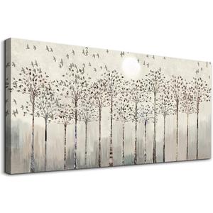 Canvas Wall Art for Living Room Trees and Birds Abstract Paintings kitchen Wall Decor Office Canvas Prints Artworks Pictures Wall Decorations for Bedroom,Large size Fashion Modern Home Decoration (48L" x 24W")