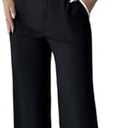 WDIRARA Women's 2 Piece Outfits Button Tie Backless Halter Tank Wide Leg Pants Set Size L