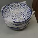 Selamica Ceramic 30 Ounce Pasta Bowls set of 4, 8 inch Serving Bowl Wide and Shallow Microwave Dishwasher Safe, Vintage Blue