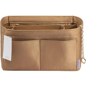 Purse Organizer Insert, Felt Purse Organizer with Zipper and Sewn Bottom Insert, Fit Speedy Neverfull Graceful,6 Sizes (X-Large, Caramel)