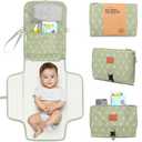 KeaBabies Portable Diaper Changing Pad - Large Waterproof Baby Changing Mat, Compact Travel Diaper Clutch, Functional Pockets Fit Newborn Essentials, Wipeable & Padded Baby Changer (Acacia)