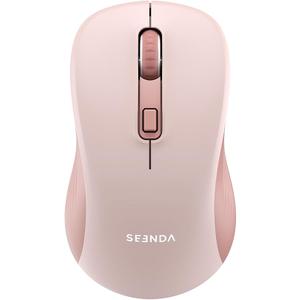 seenda Bluetooth Wireless Mouse, Bluetooth & 2.4G USB Dual Mode, Quiet Clicks, Smooth Tracking, 3-Level Adjustable 1600 DPI,Compact and Portable Mouse for Laptops, Tablets and More-Pink