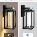 VIANIS Large Exterior Lighting Fixtures Wall Mount for House, Black Dusk to Dawn Porch Lights Outdoor with Integrated 10W LED Light Source Crystal Bubble Glass, 2 Packs Outdoor Wall Sconces Lantern, Tall 2-Pack