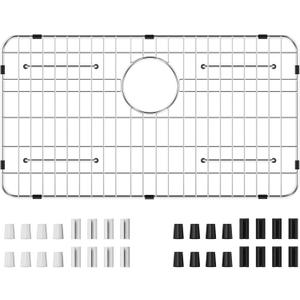 Kitchen Sink Grid and Sink Protectors, Stainless Steel Sink Grids for Bottom of Kitchen Sinks, 26" x 14 1/16" with Rear Drain for Single Bowl Sinks, 304 Stainless Steel Material