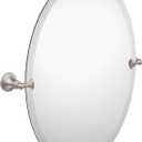 Moen Glenshire Brushed Nickel 26-Inch x 22-Inch Frameless Pivoting Bathroom Mirror, Oval Tilting Wall Mounted Setup, DN2692BN