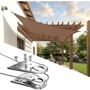 ColourTree Super Ring 24' x 24' Brown Square Sun Shade Sail, Commercial Grade UPF50 Canopy, Reinforced Corners & Edges, 260 GSM Fabric Heavy Duty 