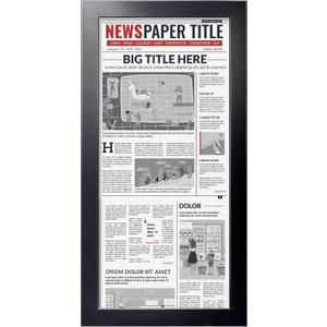 LaVie Home 11x22 Newspaper Frame Without Mat, Black Frame with High Definition Plexiglass, Fits 11x22 Inch Newspaper, Assorted Media Cover Frame 1 Pack