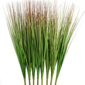 8pcs 27" Outdoor Artificial Plants Faux Onion Grass Artificial Tall Grass Plants Outdoor Faux Fake Grass Greenery Fake Shrubs Plant (8, Green)