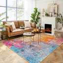 Lahome Modern Abstract Washable Living Room Rug, Colorful 8x10 Area Rugs for Bedroom Girls Kids Non Slip Low Pile, Large Soft Indoor Accent Carpet for Dining Room Table Home Decor