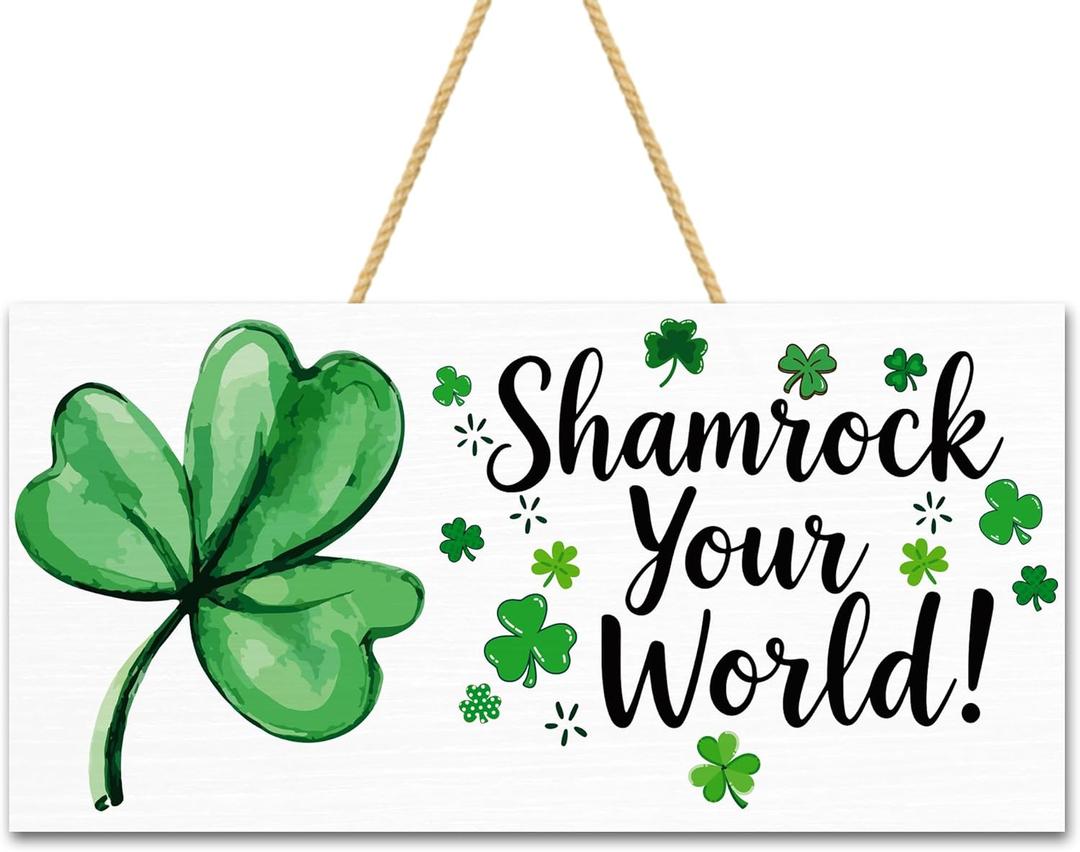 3 x OHOME St Patricks Day Decorations - Hanging Wooden Sign for Wall Home Door Birthday | Shamrock Decorations Wood Wreaths Irish St Patty's Day Accessories Party Favors - St. Patrick's Day Decor