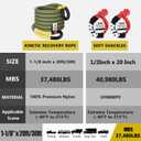 NTR 1-1/8" x 30' Kinetic Recovery Tow Rope (37,480lbs), with 2 UHMWPE Soft Shackles (40,980lbs), Heavy-Duty Offroad Snatch Strap, Vehicle Recovery kit for Jeep car Truck ATV UTV SUV