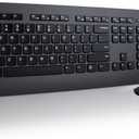 Lenovo Professional Wireless Keyboard and Mouse Combo, 2.4 GHz USB Wireless Receiver, Full Size Ambidextrous Mouse, 24 Month Battery Life, Black