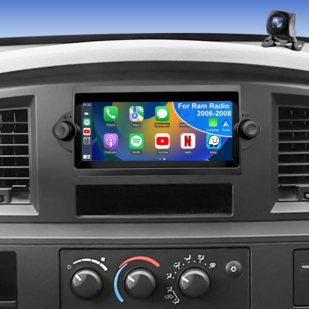 5GWiFi Upgrade Car Radio for Dodge Ram 1500/2500/3500 2006 2007 2008, 6.8inch Stereo, Dodge Durango 2004-2009 Chrysler 300/300C 2005-2007, Jeep Grand Cherokee 2005-2007, Wirelss CarPlay Camera GPS FM