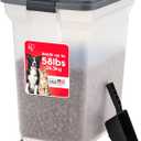 IRIS USA Dog Food Storage Container 58 lbs, Attachable Wheels, & Included Scoop, for Dog Cat Birds and other Pets, Food Storage Bin, Keep Fresh, Easy Mobility, BPA Free - Made in the USA, Dark Gray