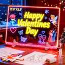 LED Drawing Board for Kids - 20 Inch Erasable Acrylic Electronic White Boards, with 7 Neon Markers,Stand, 7 RGB Colors & 4 Modes - Creative Fun & Christmas Gift for Grandkids