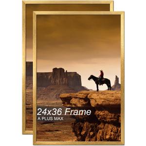 A PLUS MAX 24x36 Picture Frame Set of 2 Gold Light Weight Wall Mount