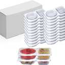 Double Compartment Condiment Containers with Lids Portable Reusable Sauce Container 2 Compartment Snack Containers for Condiments or Dips (8)