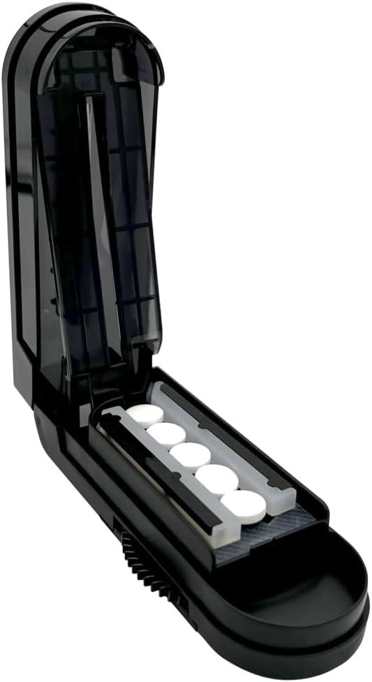 EZY DOSE Multi-Pill Cutter and Splitter with Dispenser, Cuts Multiple Pills, Vitamins & Tablets at Once, Stainless Steel Blade, Easy-to-Use, Travel Size Pill Organizer for Seniors and Adults (Black)
