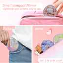 Cute Bunny 4 Pcs Pocket Mirror Kits for Purse, Quicksand Portable Small Travel Makeup Mirror with 1X/2X Magnifying, Square Foldable PU Leather Cosmetic Mirror for Children and Girls
