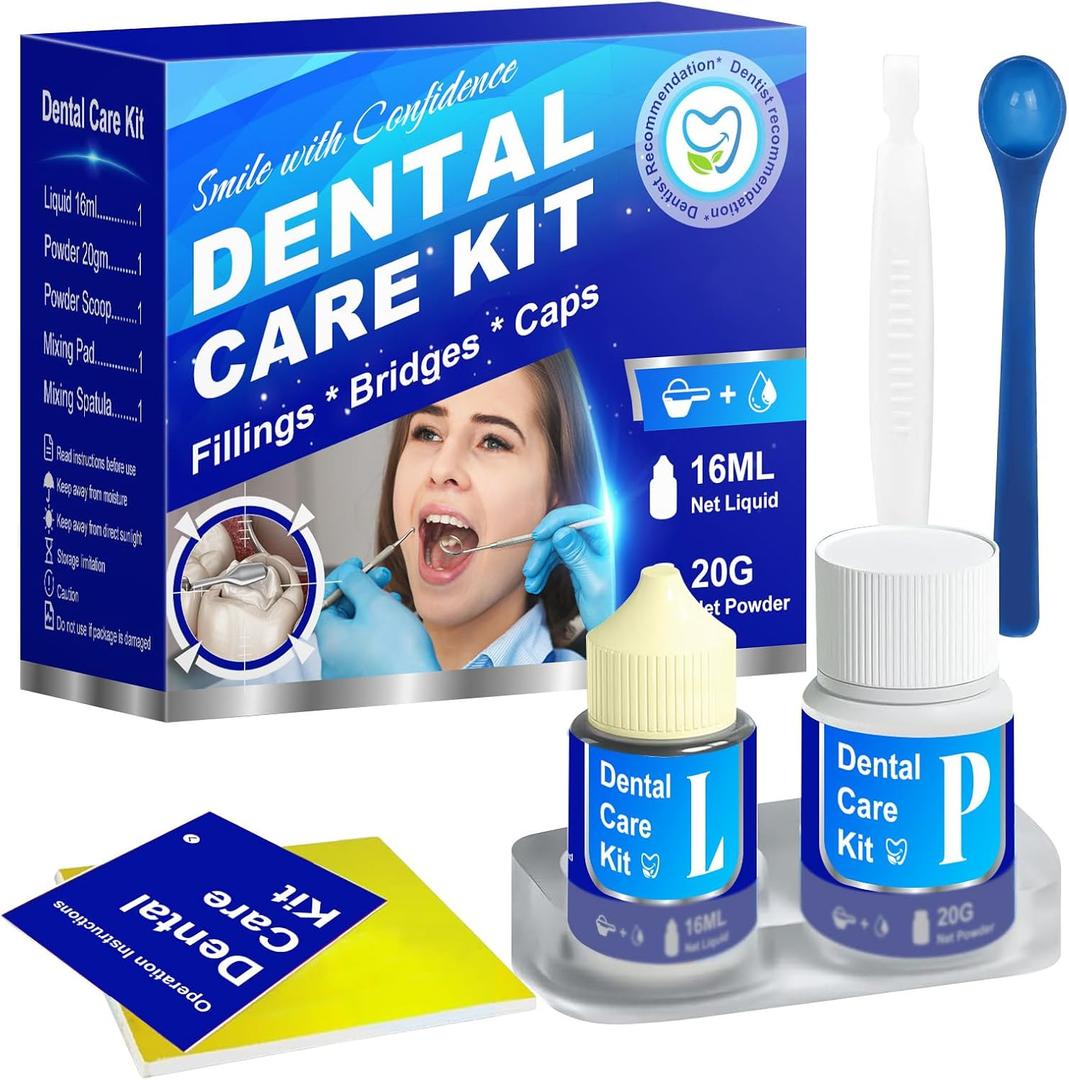 Tooth Repair Kit, Zinc Oxide Eugenol Cement Dental Care Kit, Temporary Teeth Replacement Kit for Broken Chipped Teeth, Crown Fillings & Bridges