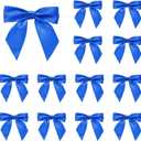 MECCANIXITY 30 Pcs Pre-Tied Bows Satin Ribbon Bows 4.5" Twist Ties Gift Bows for Craft DIY Candy Bags Christmas Wedding Decor Party Treat Bags Bright Blue