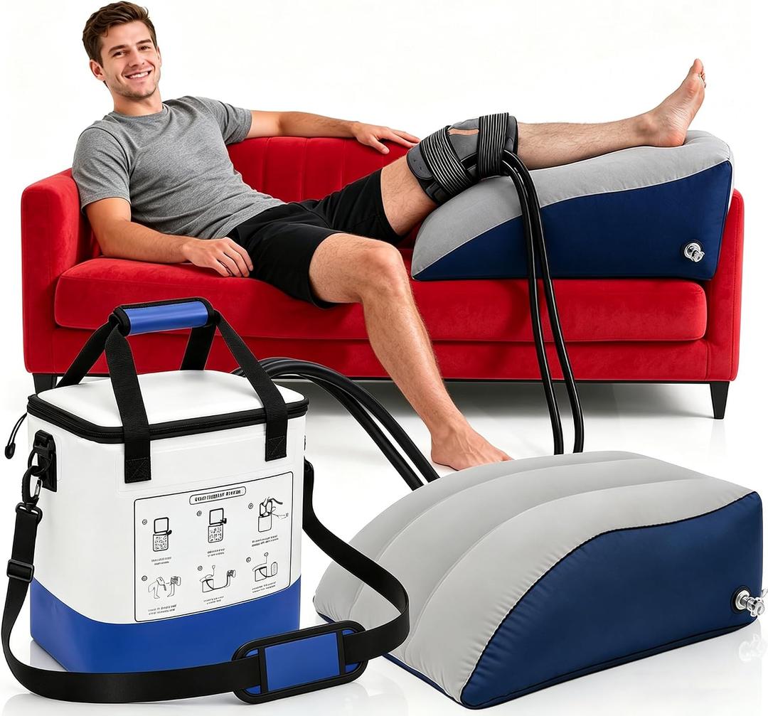Ice Therapy Machine for Knee After Surgery with Inflatable Leg Raise Pillow & Large Cold Pad, 12QT Continuous Ice Machine for Shoulder Recovery, ACL Recovery, Sport Injuries