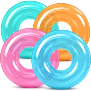 4Pcs 45in Inflatable Pool Float Toy Clear Round Pool Floaties for Adults Extra Large Swim Tubes Swimming Rings for Engagement, Wedding, Bachelorette Summer Beach Party