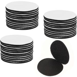 Lusofie 20 Pairs Black Nylon Round Hook and Loop Dots with Adhesive, 2 Inch Diameter, Self Adhesive Dots for Classroom, Home Office, DIY