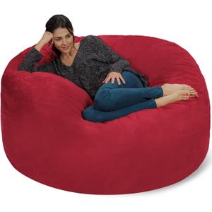 Chill Sack Bean Bag Chair - 5' Giant Memory Foam Lounge Chair with Soft Microfiber Cover – Cozy Furniture for Living Room, Dorm, & Kids' Rooms – Comfortable 5 Ft, Microsuede Lounge Sofa, Cinnabar