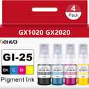 hehua Pigment GI-25 GI25 Ink Refill Bottles Replacement for Canon 25 GI-25 Ink Bottles Compatible with Canon Maxify GX2020 GX1020 Megatank Printers 4 Pack 190ML (Black Cyan Magenta Yellow)