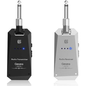 Wireless Guitar Transmitter Receiver Set 5.8GH Wireless Guitar System 4 Channels for Electric Guitar Bass (Silver/Black)