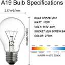 A19 Clear Incandescent Rough Service Light Bulb, 100 Watt Incandescent Light Bulbs, A19 100 WATT Bulbs 2700K Soft White, E26 Medium Base, 110-130V (4 Pack)