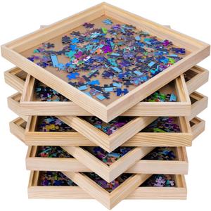 8 Pcs Jigsaw Puzzle Sorting Trays Stackable - 12inch x 12inch Convenient Puzzle Accessories Easy to Store and Sort by Patterns, Shapes, and Colors,Puzzles Up to 1500 Pieces,2000 Pieces,3000 Pieces