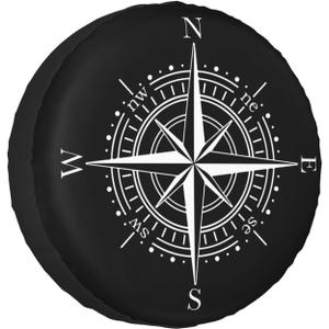 17 Inch Spare Tire Cover Weatherproof Sun Protection Wheel Tire Cover Universal Fit Trailers RV SUV Truck Camper Travel Compass