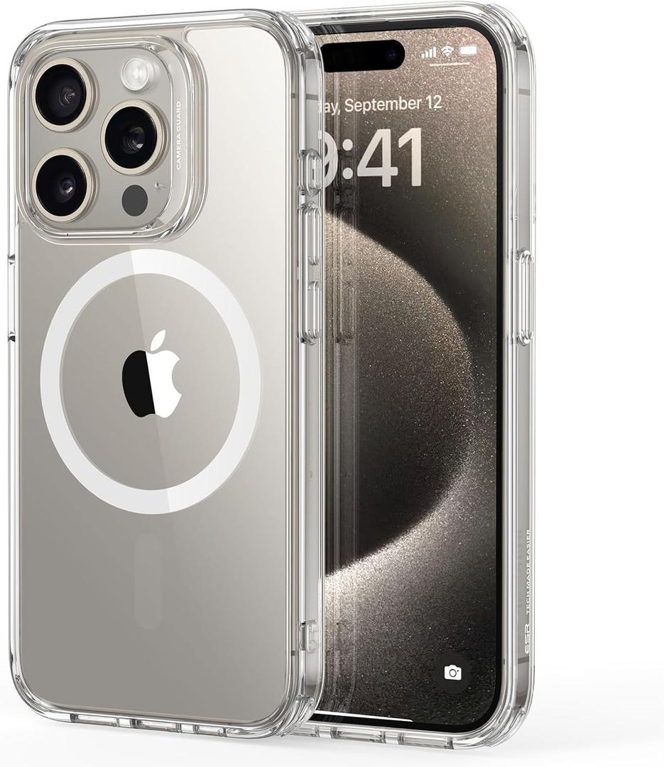 ESR for iPhone 15 Pro Max Case, Compatible with MagSafe, Military-Grade Protection, Yellowing Resistant, Scratch-Resistant Back, Magnetic Phone Case for iPhone 15 Pro Max, Classic Series, Clear (B-Clear)