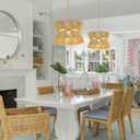 18 Hand Woven Rattan Boho Chandelier Brass Ajustable Pendant Light for Kitchen Island Living Room Bedroom Hallway, UL Listed
