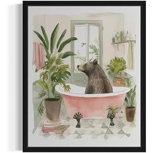 Mix Pack Of 14 Bear Wall Art Poster Print, Animal Bathtub Pictures Restroom Wall Art Painting for Bathroom Decor Gallery 49 (Bear, 8 x 10 inches, Unframed)